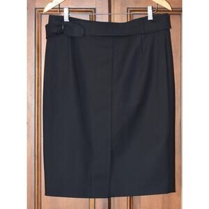 AKRIS Punto Pencil Straight Knee Length Black Stretch-Wool Skirt Size 12